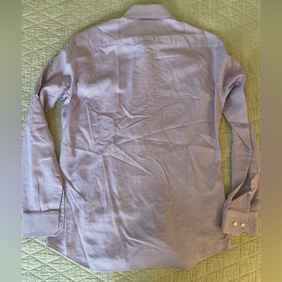 Hugo Boss Slim-Fit Cutaway Collar Textured Nailhead Shirt in Lavender 15 1/2 - Picture 5 of 5